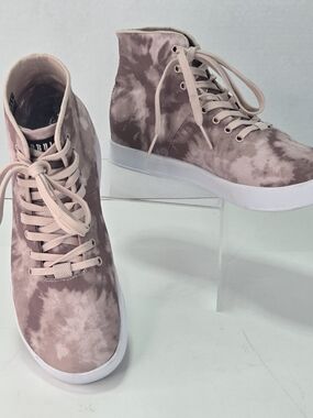 NOBULL Dusty Rose Tie-Dye High-Top Canvas Sneakers Trainers Women's Size 9